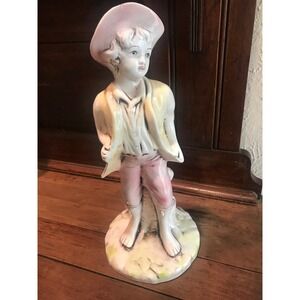 Vintage Gruppo Europa Italy Ceramic Barefoot Boy Figurine Statue Pastel 15.5"